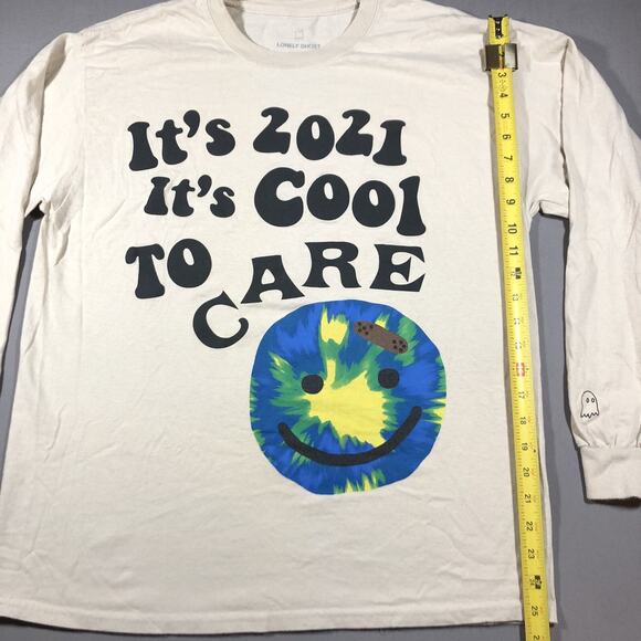 LONELY GHOST It’s 2021 It’s Cool To Care Off White Long Sleeve Shirt L Large - Picture 6 of 7